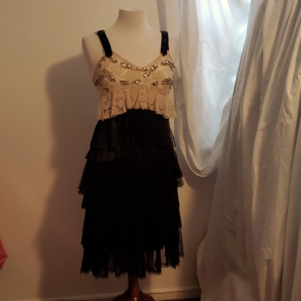 Yohji Yamamoto "YY" Beaded and Lace Cocktail Dress